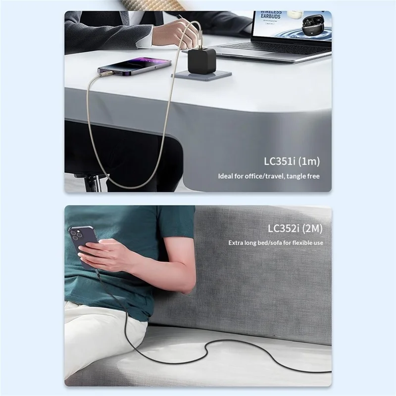 LDNIO LS351Q 1m USB-A to Type-C Braided Cable 120W Fast Charging Data Cable with Reinforced Metal Connector - Black