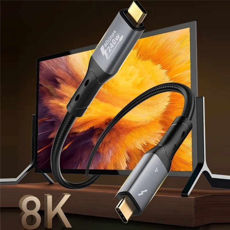 LDNIO TC10c 50cm Cable USB4.0 USB-C a USB-C Carga Rápida 240W Video 8K Cable de Transferencia de Datos 40Gbps Compatible con Thunderbolt 3 / 4 - Negro
