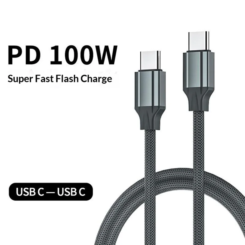 LDNIO LC441c-100W 1m USB-C to USB-C Cable 100W PD Fast Charging Braided Data Cable for Laptop Phone - Grey