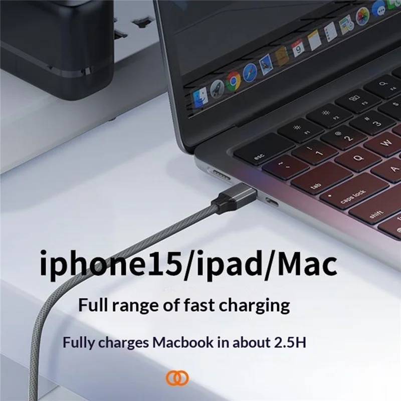 LDNIO LC441c-100W 1m USB-C to USB-C Cable 100W PD Fast Charging Braided Data Cable for Laptop Phone - Grey