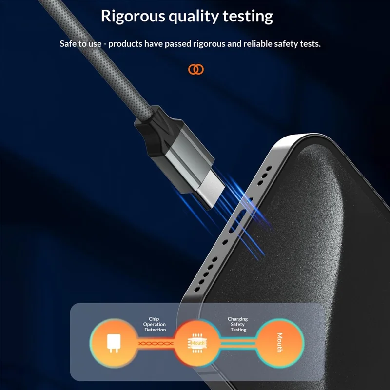 LDNIO LC441c-100W 1m USB-C to USB-C Cable 100W PD Fast Charging Braided Data Cable for Laptop Phone - Grey