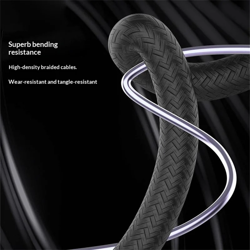 LDNIO LC631c-100W 1m USB-C to USB-C Cable 100W PD Fast Charging Braided Data Cable for Laptop Phone - Grey - Black