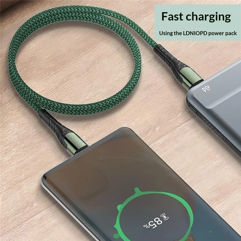 LDNIO LC101 2m USB-C to USB-C Cable 65W PD Fast Charging Braided Data Cable for Phone Tablet - Grey