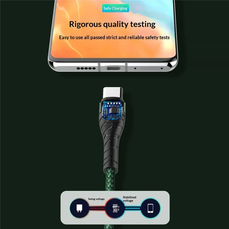 LDNIO LC101 2m USB-C to USB-C Cable 65W PD Fast Charging Braided Data Cable for Phone Tablet - Grey
