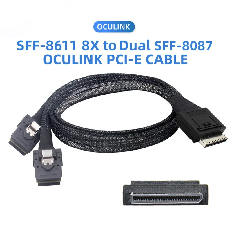 SF-050-0.5M 50cm OCuLink PCIe PCI-Express SFF-8611 8x 8-Lane to Dual SFF-8087 4x SSD Data Active Cable
