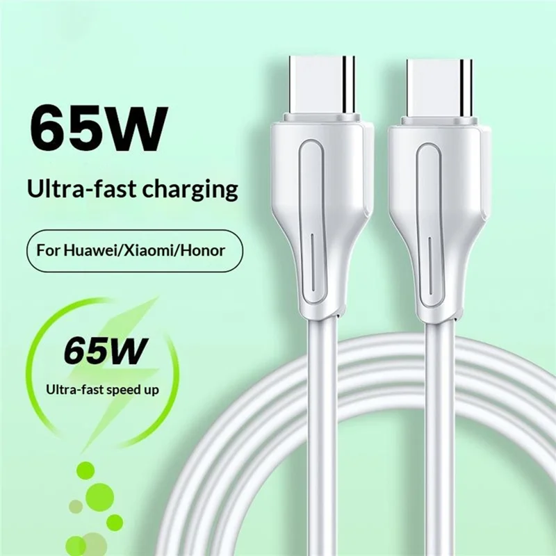 LDNIO LC122-C 2m USB-C to USB-C Cable 65W PD  /  QC Fast Charging Data Cord for Huawei Xiaomi Honor - White