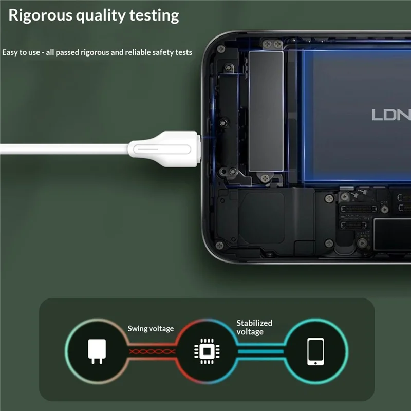 LDNIO LC121-I 2m USB-C to iP (5-14) Cable 30W PD  /  QC Fast Charging Data Cable for iPhone iPad - White