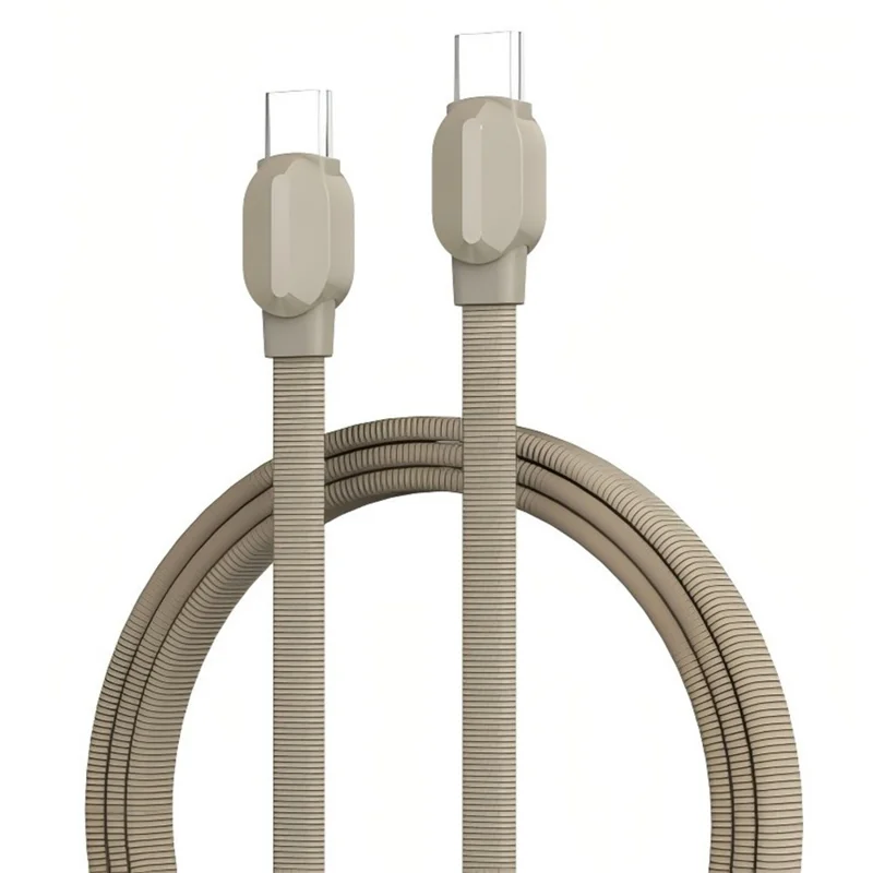 LDNIO LC212C 2m USB-C to USB-C Cable PD 65W Fast Charging Braided Data Cable for Laptop Tablet Phone - Titanium Gold