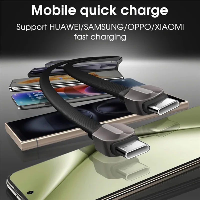 LDNIO LC212C 2m USB-C to USB-C Cable PD 65W Fast Charging Braided Data Cable for Laptop Tablet Phone - Titanium Gold