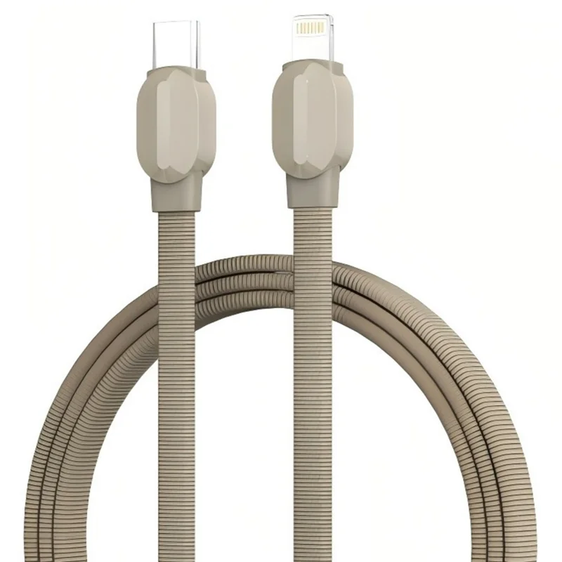 LDNIO LC212i 2m USB-C to iP (5-14) Cable PD 30W Fast Charging Briaded Data Cord for iPhone 8-14 iPad - Titanium Gold