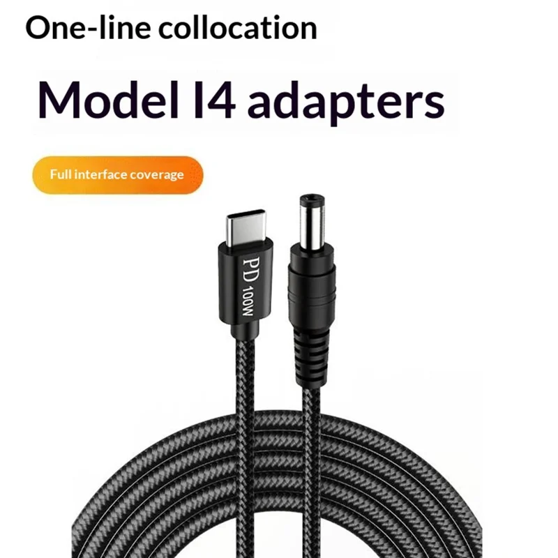 100W PD snabbladdningskabel Kit USB-C till DC-adapterkabel med 14 st DC-adapter för bärbar dator
