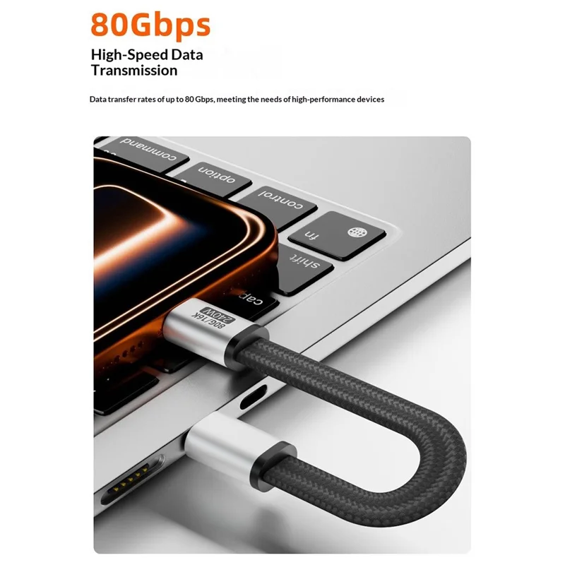 MG-FW-CC-01 USB-C to USB-C Cable PD 240W Fast Charging 80Gbps Data Transfer 18cm Magnetic Flat Braided
