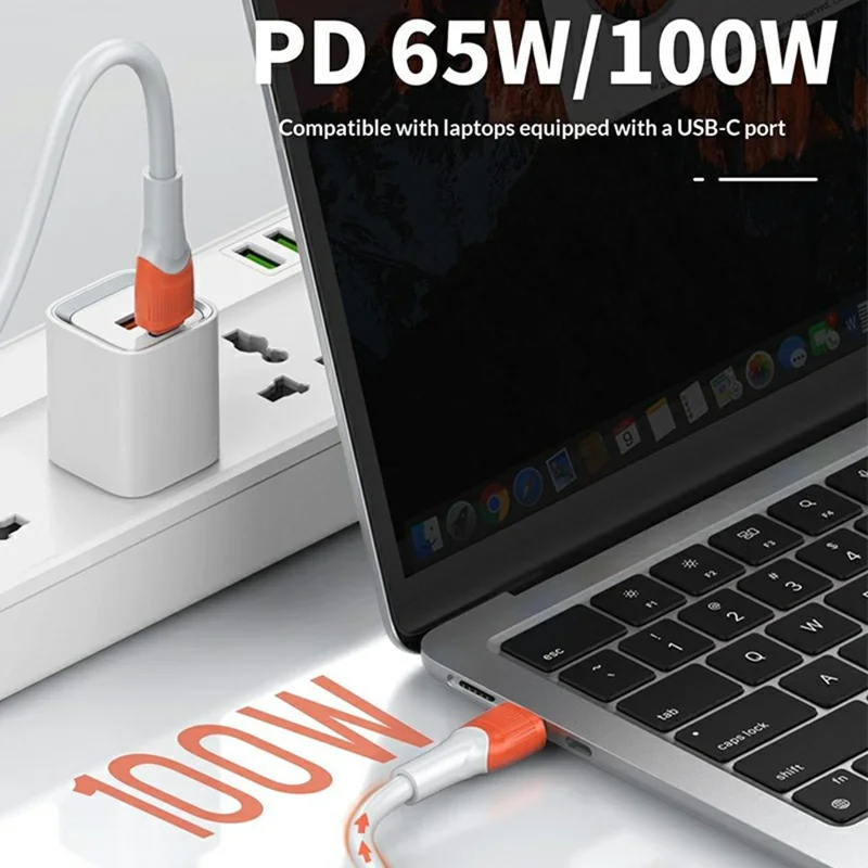LDNIO LC601C 1m 100W Super Fast Charging Cable Type-C to Type-C Braided Data Cable for Phones Laptops - Orange