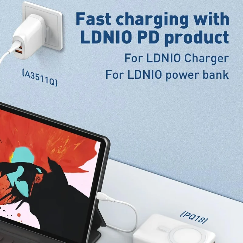 LDNIO LC611C 1m 65W PD Fast Charging Cable USB-C to USB-C Data Sync Cable for Phone Tablet - White