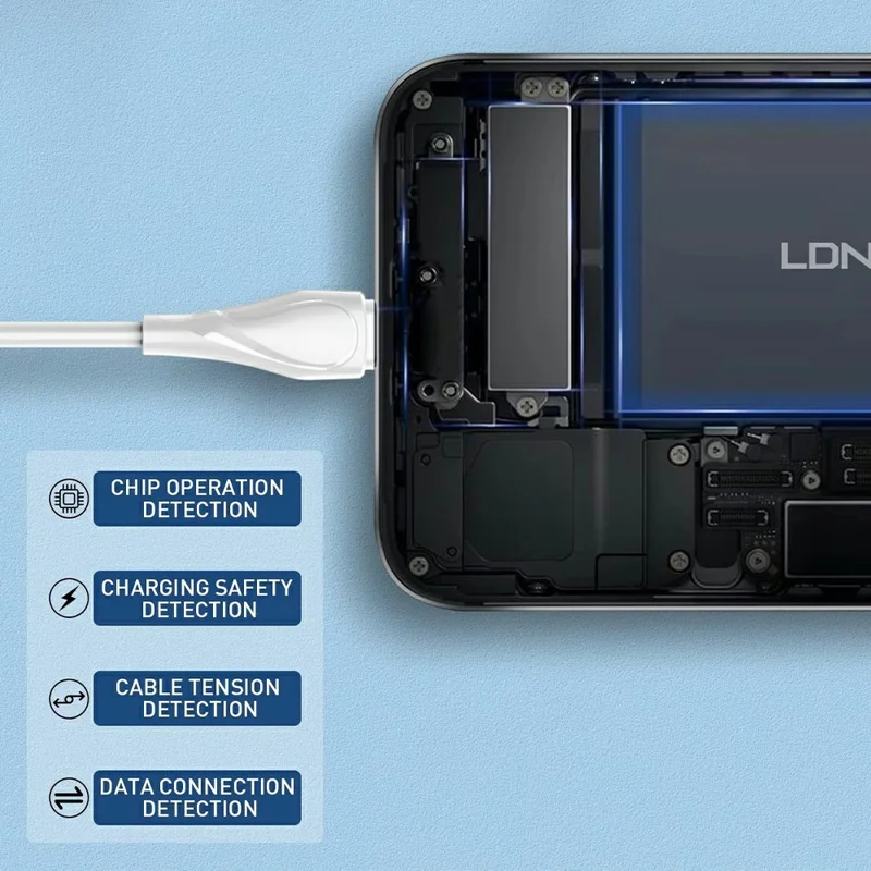 LDNIO LC612C 2m 65W PD Fast Charging Cable USB-C to USB-C Data Sync Cable for Phone Tablet - White