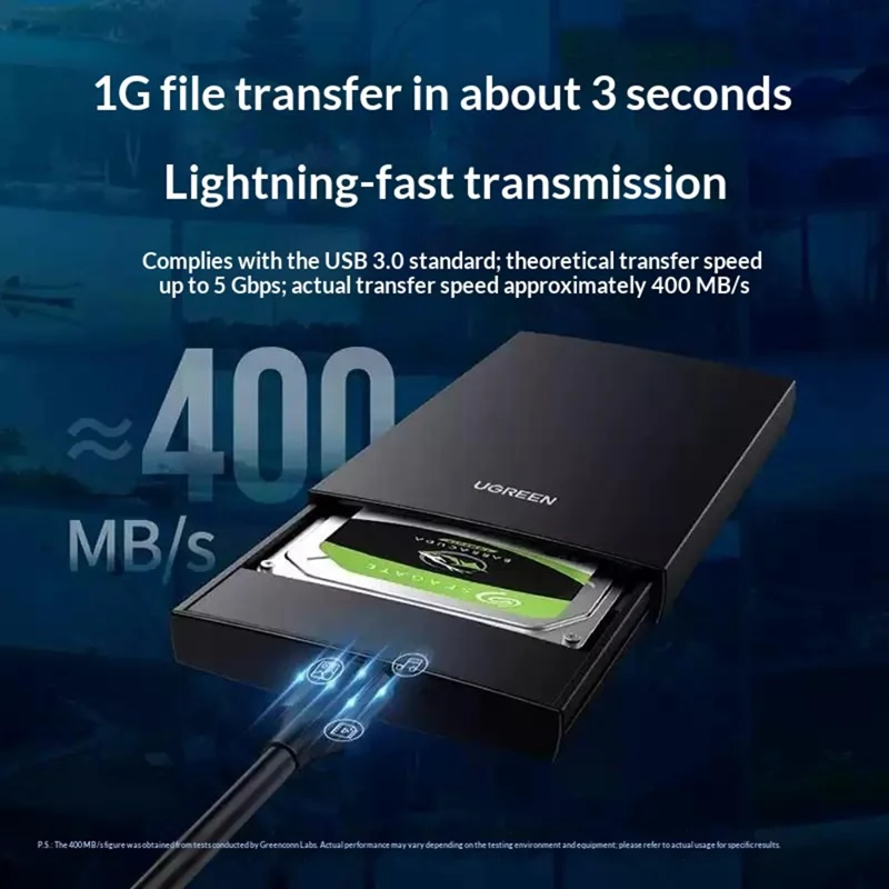 UGREEN US130 50cm USB 3.0 Type-A to Micro-B Adapter Cable 5Gbps 3A for External Hard Drive - Black