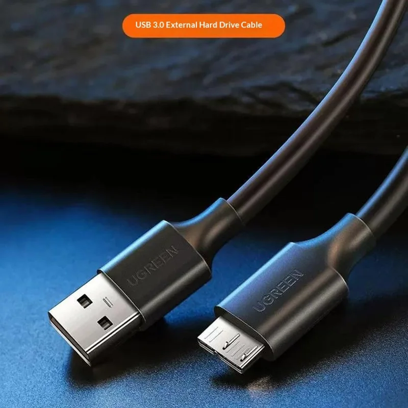 UGREEN US130 50cm USB 3.0 Type-A to Micro-B Adapter Cable 5Gbps 3A for External Hard Drive - Black