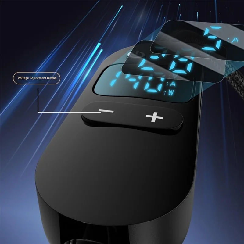 K595-9 1.5m Type-C to DC Power Cable with 8 Adapters , 140W Digital Display Charging Cable - Black