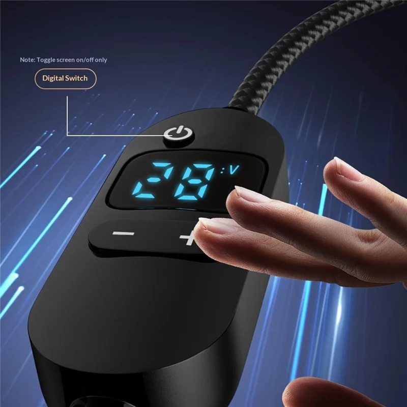 K595-9 1.5m Type-C to DC Power Cable with 8 Adapters , 140W Digital Display Charging Cable - Black