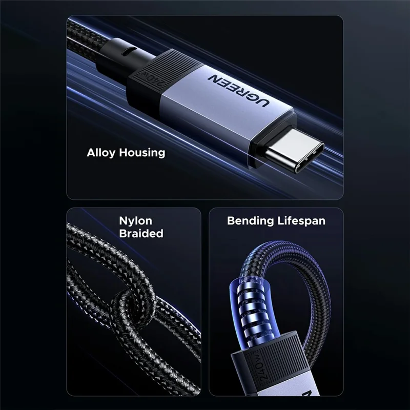 UGREEN L701 1m USB-C to USB-C Cable 240W 10Gbps 4K@60Hz Data Transfer Cord - Black