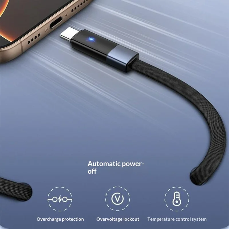 LDNIO LS242-C 2m USB-A to Type-C Cable 50W Fast Charging Auto Power Off LED Indicator for Android Phone Tablet