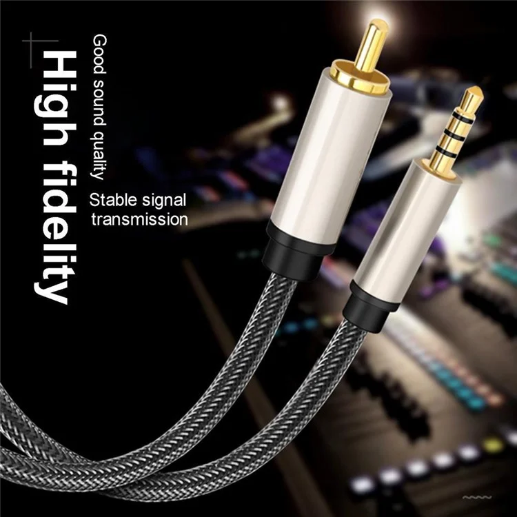 2m TV Speaker Audio Cable 3.5mm AUX to RCA Adapter Cord Braided Gold-plated RCA Audio Line for TCL Mi TV