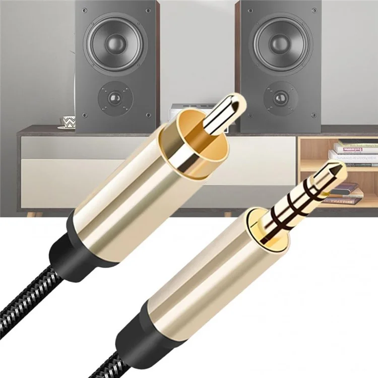 2m TV Speaker Audio Cable 3.5mm AUX to RCA Adapter Cord Braided Gold-plated RCA Audio Line for TCL Mi TV