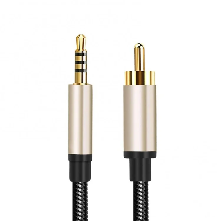 2m TV Speaker Audio Cable 3.5mm AUX to RCA Adapter Cord Braided Gold-plated RCA Audio Line for TCL Mi TV