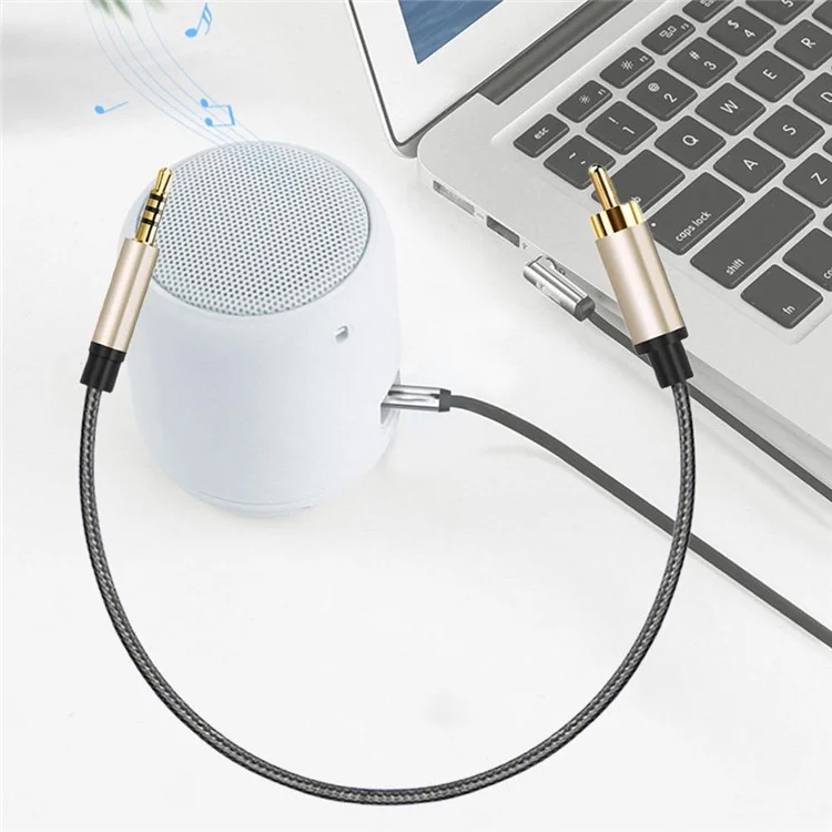 2m TV Speaker Audio Cable 3.5mm AUX to RCA Adapter Cord Braided Gold-plated RCA Audio Line for TCL Mi TV