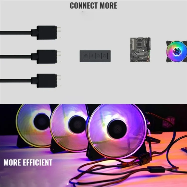 Cable de Conexión Argb de Coolermaster 3-in-1 50 cm RGB Cable 5V Cable Adaptador de 3 Pines Para Ventiladores de Enfriamiento, Tiras LED