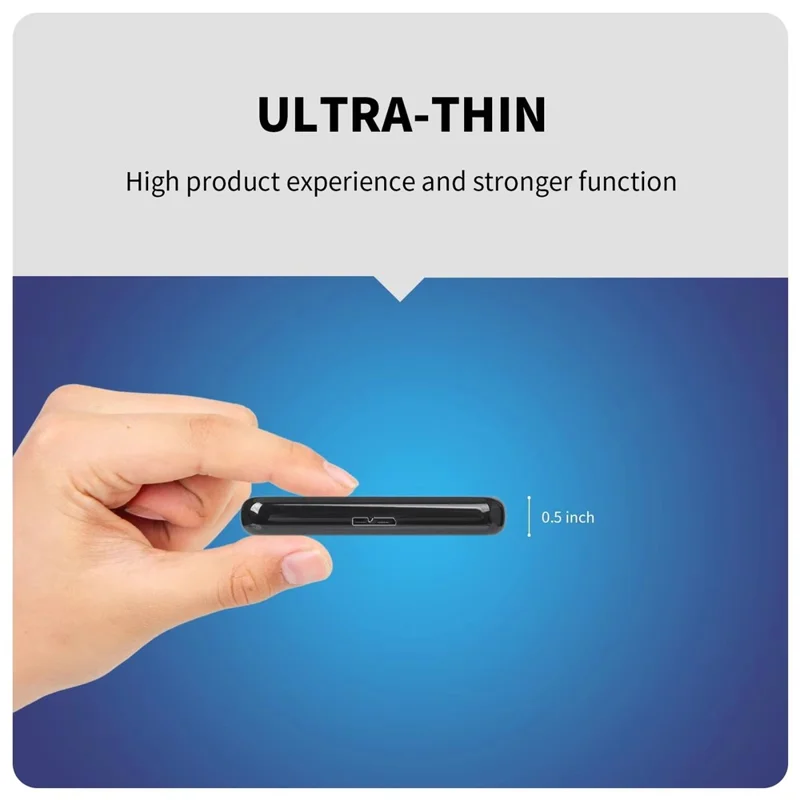 IVAHCO 750GB Matte Hard Drive Box 2.5" HDD External Case USB3.0 Hard Disk Enclosure with Data Cable - Silver