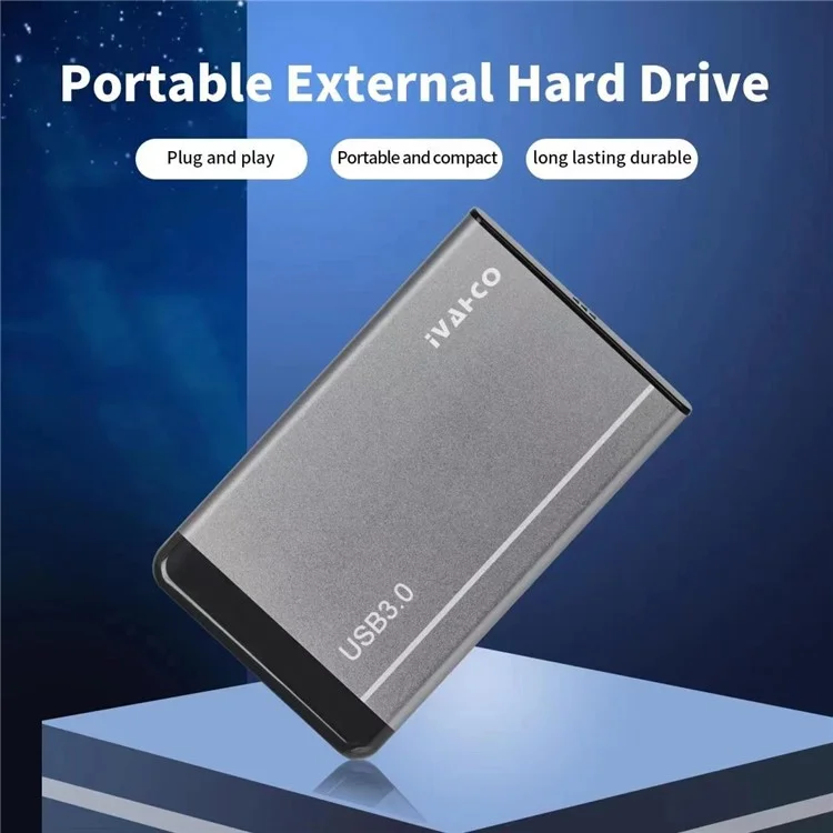 IVAHCO 500GB 2.5" Portable USB3.0 Hard Disk Enclosure Matte HDD External Case Hard Drive Box with Data Cable - Blue