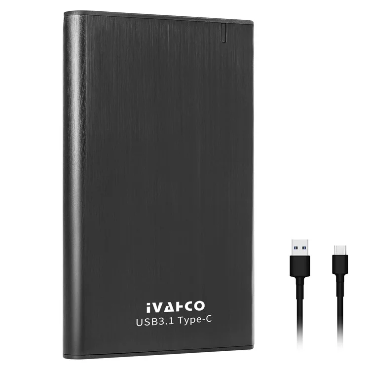 IVAHCO 320 gb Typ-c USB3.1 Festkörperantriebsgehäuse Gebürstetes Metall 2,5 "hdd Externe Gehäuse - Schwarz