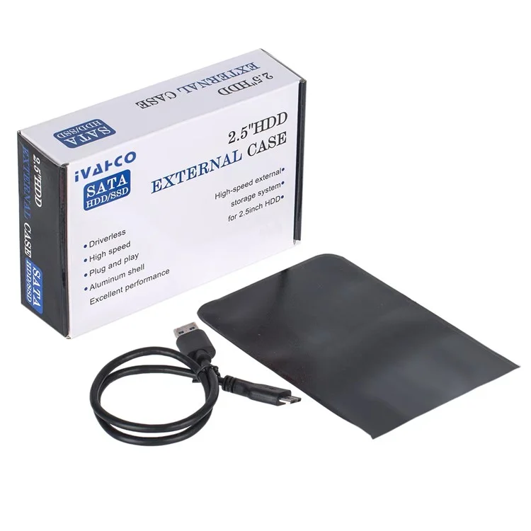 IVAHCO 1TB Tipo c USB3.1 2,5 "plugue Externo de HDD e Recarga de Unidade de Estado Sólido de Metal Escovado - Preto