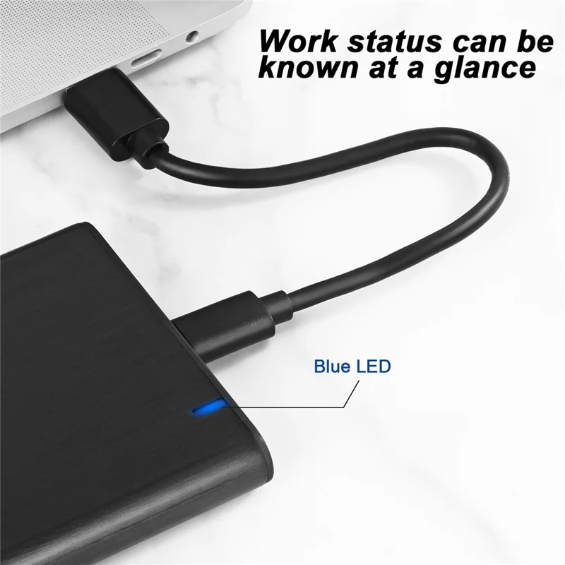 IVAHCO 1TB Type-C USB3.1 2.5" HDD External Case Plug and Play Brushed Metal Solid State Drive Enclosure - Blue