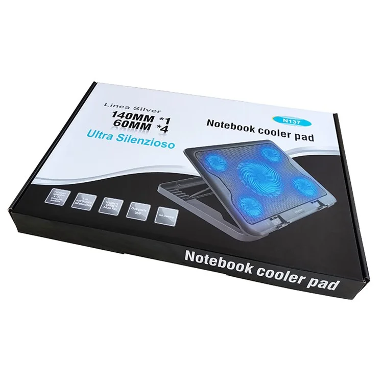 N137 Desktop 5 Cooling Fan Notebook Computer Cooling Pad Laptop Cooler mit verstellbarer Standhalterungsfunktion für Gaming und Arbeit