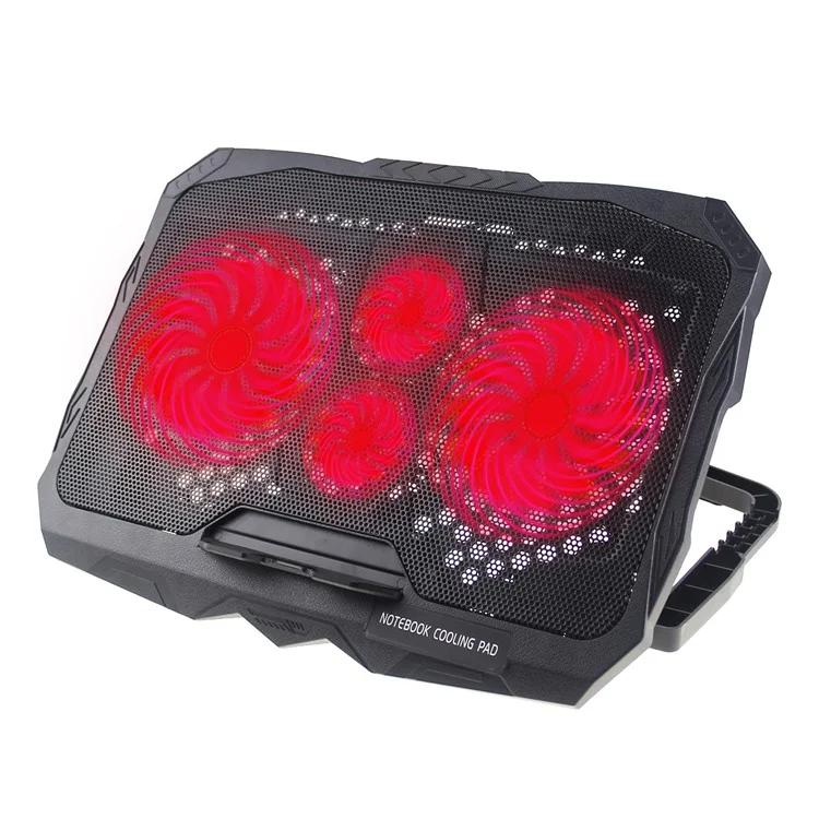 S18 Height Adjustable Notebook Router Radiator 4-Fan Cooler Desktop Laptop Cooling Pad - Red Light