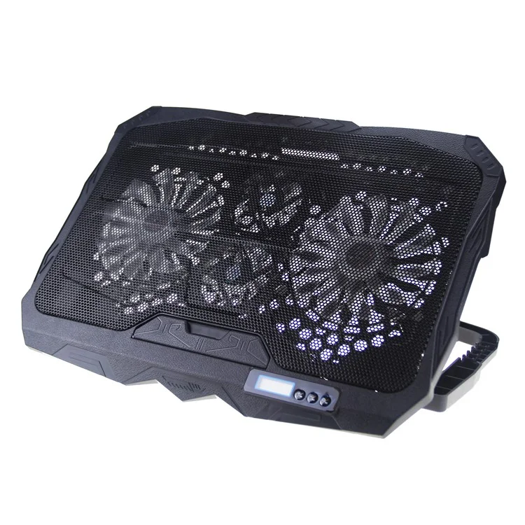 S18 Notebook Router 4-Fan Cooler Radiator Adjustable Wind Speed Laptop Cooling Pad with Display Screen - Blue Light