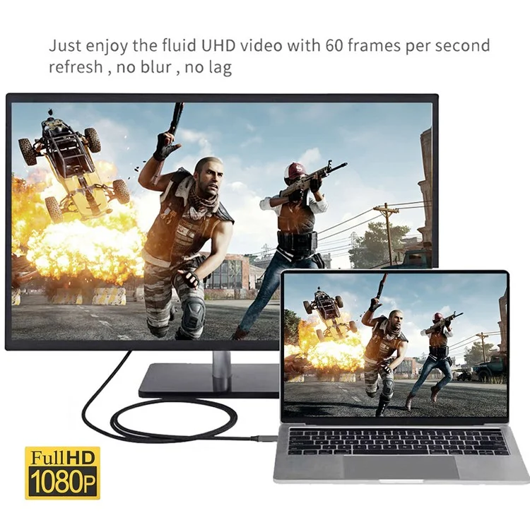 Cavo monitor maschio da USB 3.1 Type C USB-C a DVI 1080P da 1,8 m per laptop