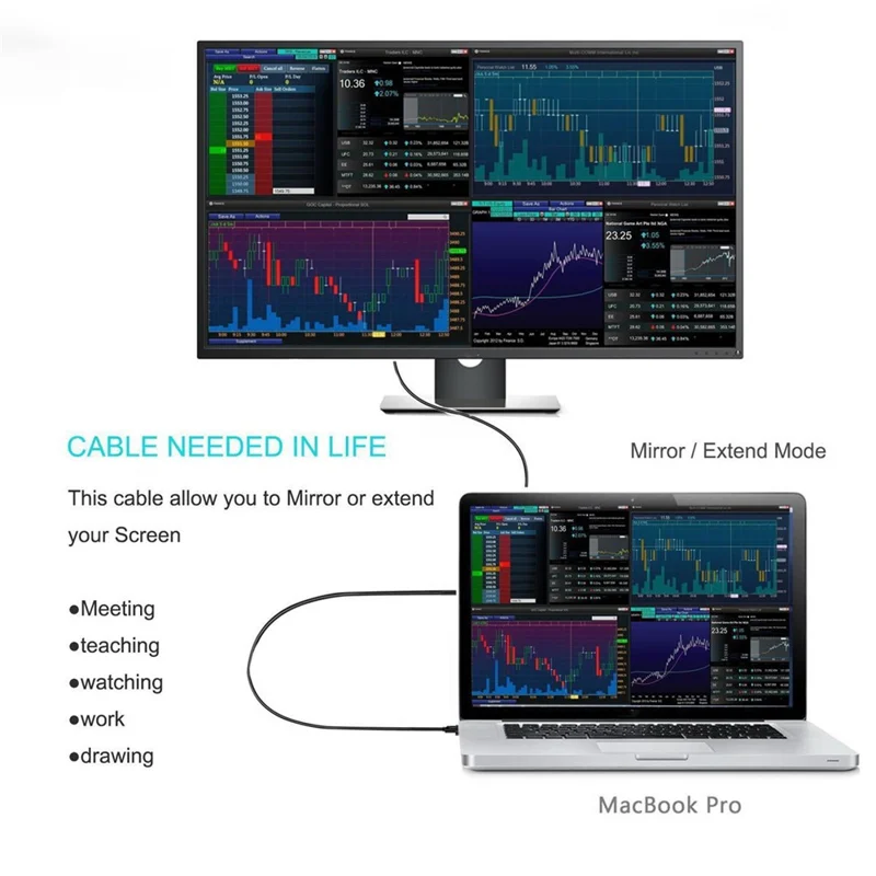 UC-018-VGA USB 3.1 Type C  to VGA RGB 1080P HD Display Monitor Cable Adapter Line for Laptop, 1.8m