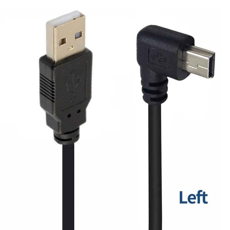 JUNSUNMAY 1.5m USB A 2.0 to Mini B 5 Pin Adapter Cable for Hard Drive / Digital Camera / Phone - Left Elbow