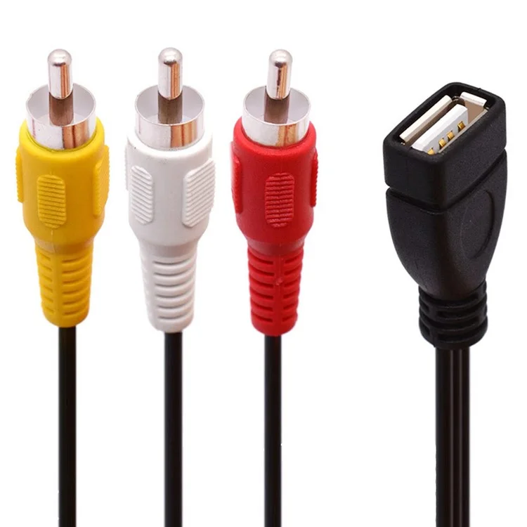 JUNSUNMAY 0,2 m USB-Buchse zu 3 RCA-Stecker-Kabel-Splitter Audio Video AV Composite Adapter-Kabel