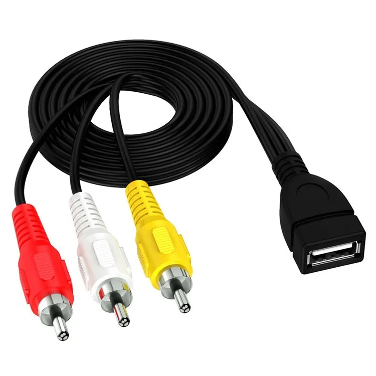 JUNSUNMAY 0,2 m USB-Buchse zu 3 RCA-Stecker-Kabel-Splitter Audio Video AV Composite Adapter-Kabel