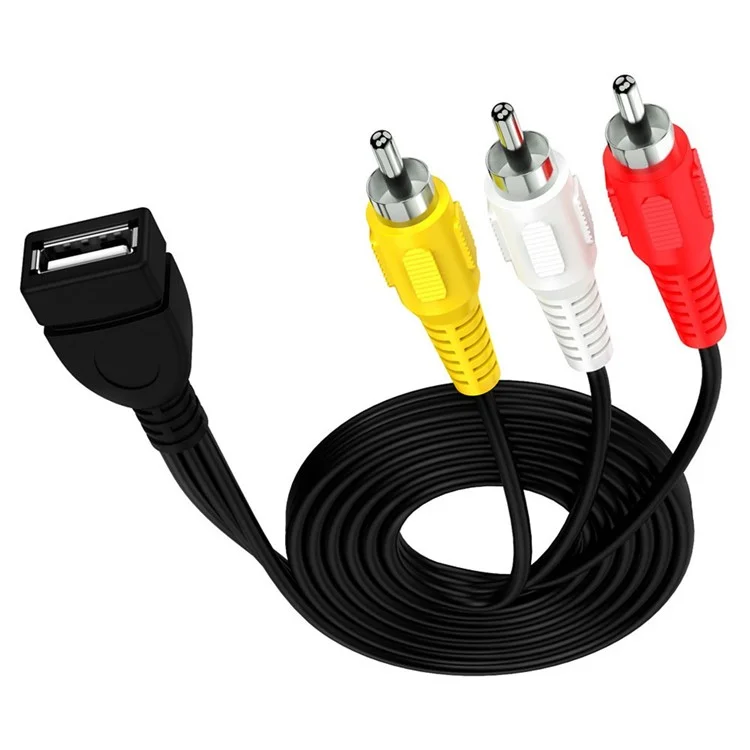 JUNSUNMAY 0,2 m USB-Buchse zu 3 RCA-Stecker-Kabel-Splitter Audio Video AV Composite Adapter-Kabel
