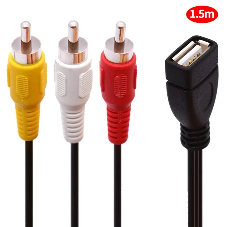 JUNSUNMAY Câble SPLITTER RCA Femelle vers Mâle 1,5 m USB vers 3 RCA pour Audio Vidéo AV Composite Adaptateur Cordon
