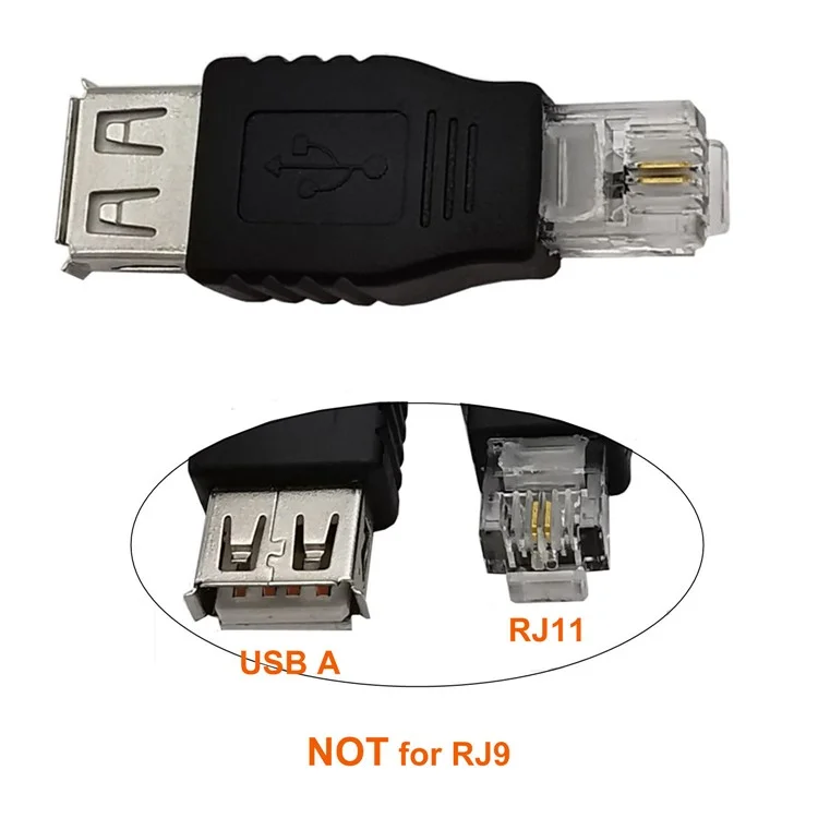 JUNSUNMAY USB A Female to RJ11 6P2C Adapter Mini Converter (NOT for RJ9 Handset Port)