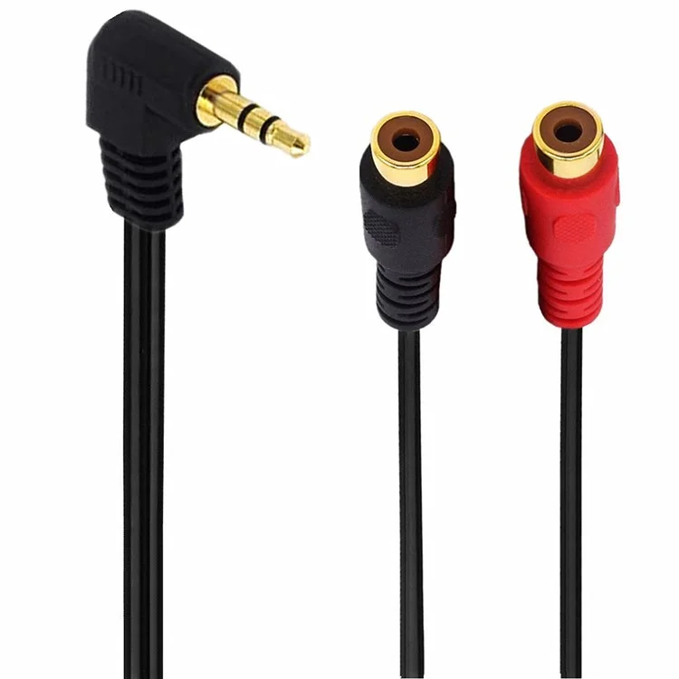 Junsunmay 0,2 m Coude 3,5 mm Mâle à Double RCA Femelle Y Splitter Câble Cordon Audio Stéréo