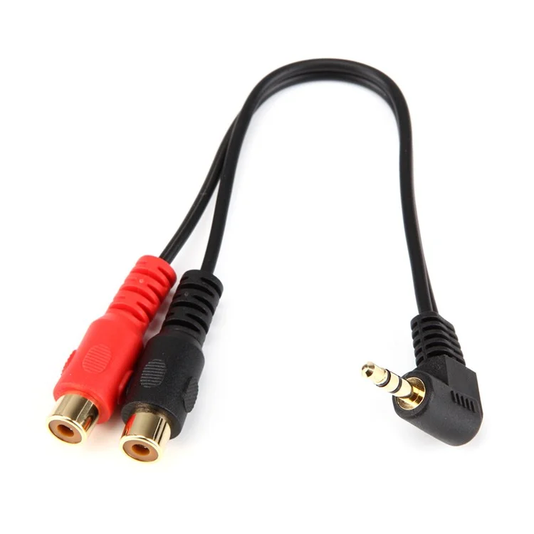 Junsunmay 0,2 m Coude 3,5 mm Mâle à Double RCA Femelle Y Splitter Câble Cordon Audio Stéréo