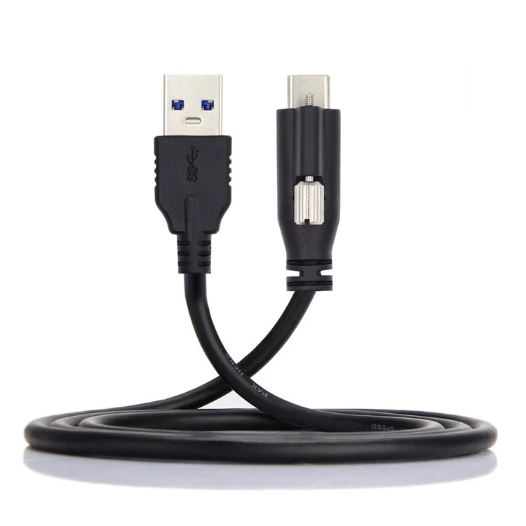 UC-045-2.0M 2m USB-A 3.0 Male to Type-C 3.1 Single Screw Locking Cable Data Cord (without Chip, M2 Screw)