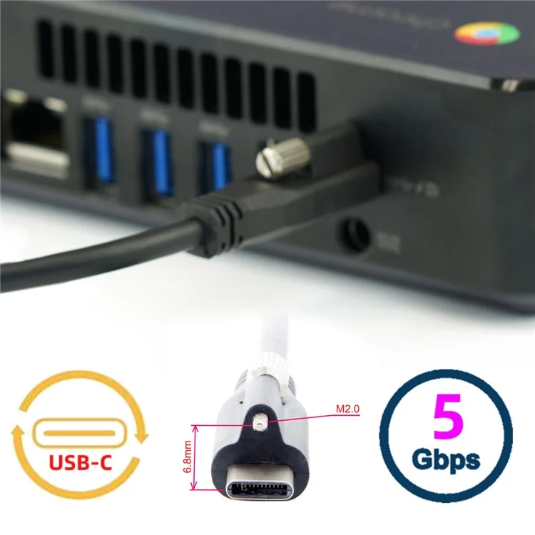 UC-045-2.0M 2m USB-A 3.0 Male to Type-C 3.1 Single Screw Locking Cable Data Cord (without Chip, M2 Screw)
